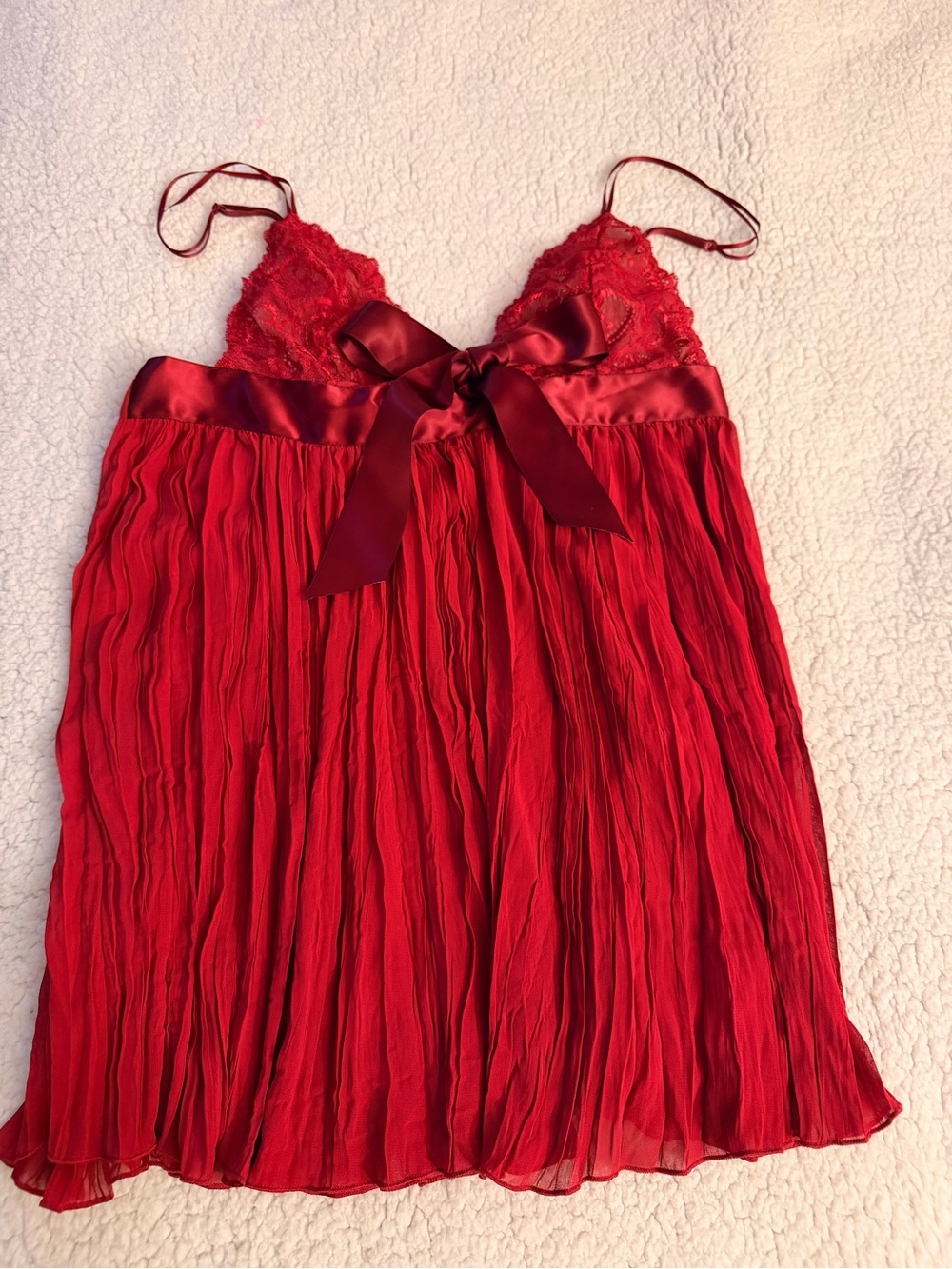 Victoria's Secret Red Lace & Satin Ribbon Chemise